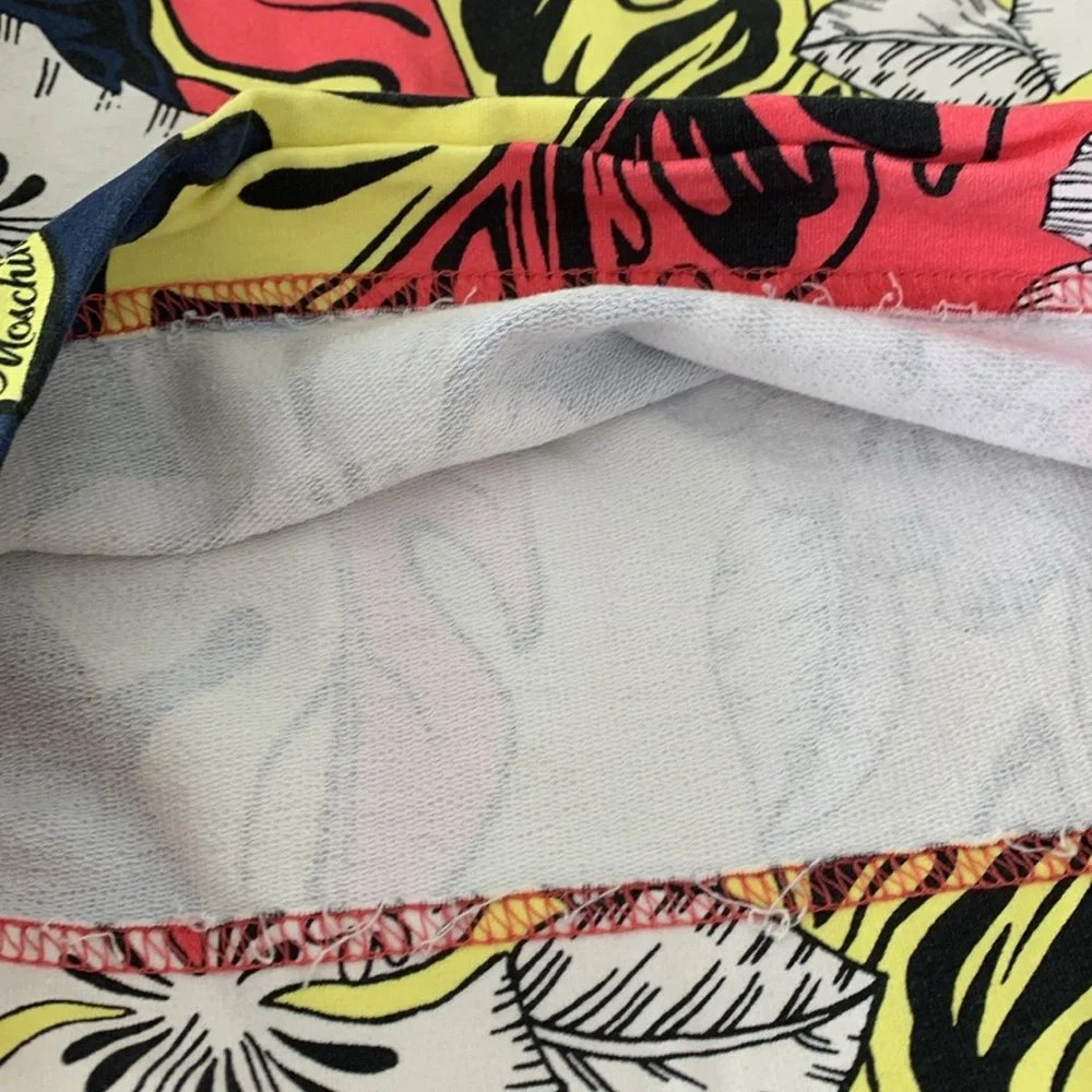Moschino Men's Swim Size XS Pink Hibiscus Leaf Beach Pants Elastic Drawstring